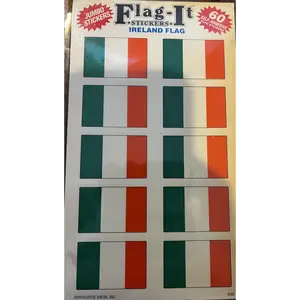 Flag-It Ireland 60 Count Stickers 1 x 1-1/2" Self-Adhesive Jumbo Sticker Pack for Decorative Use