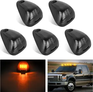 Nilight LED Cab Marker Lights 5 PCS 16 LED Smoke Lens Amber Clearance Roof Running Light Compatible with 1999-2016 Ford E150 E250 E350 E450 E550 F150 F250 F350 F450 F550 Super duty
