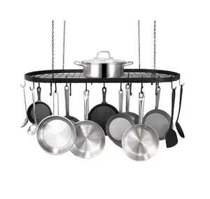 Hanging Pot Rack 36 in. Ceiling Mount with 20 S Hooks, 80 lbs. Loading Weight, Ideal for Storage and Organization