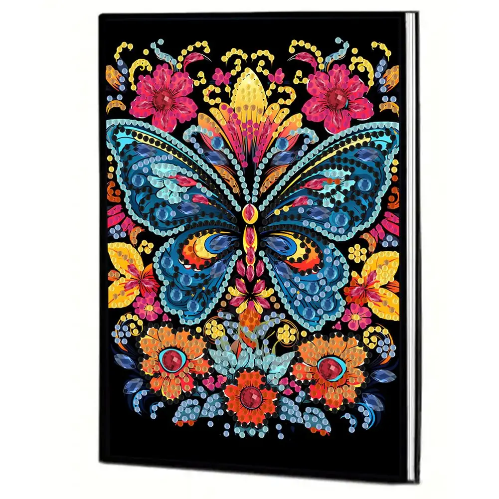 Diamond Art Notebook Set, 5D DIY Crystal Diamond Mosaic Diary, Artificial Leather Cover, Irregular Diamonds, Craft & Learning Journal