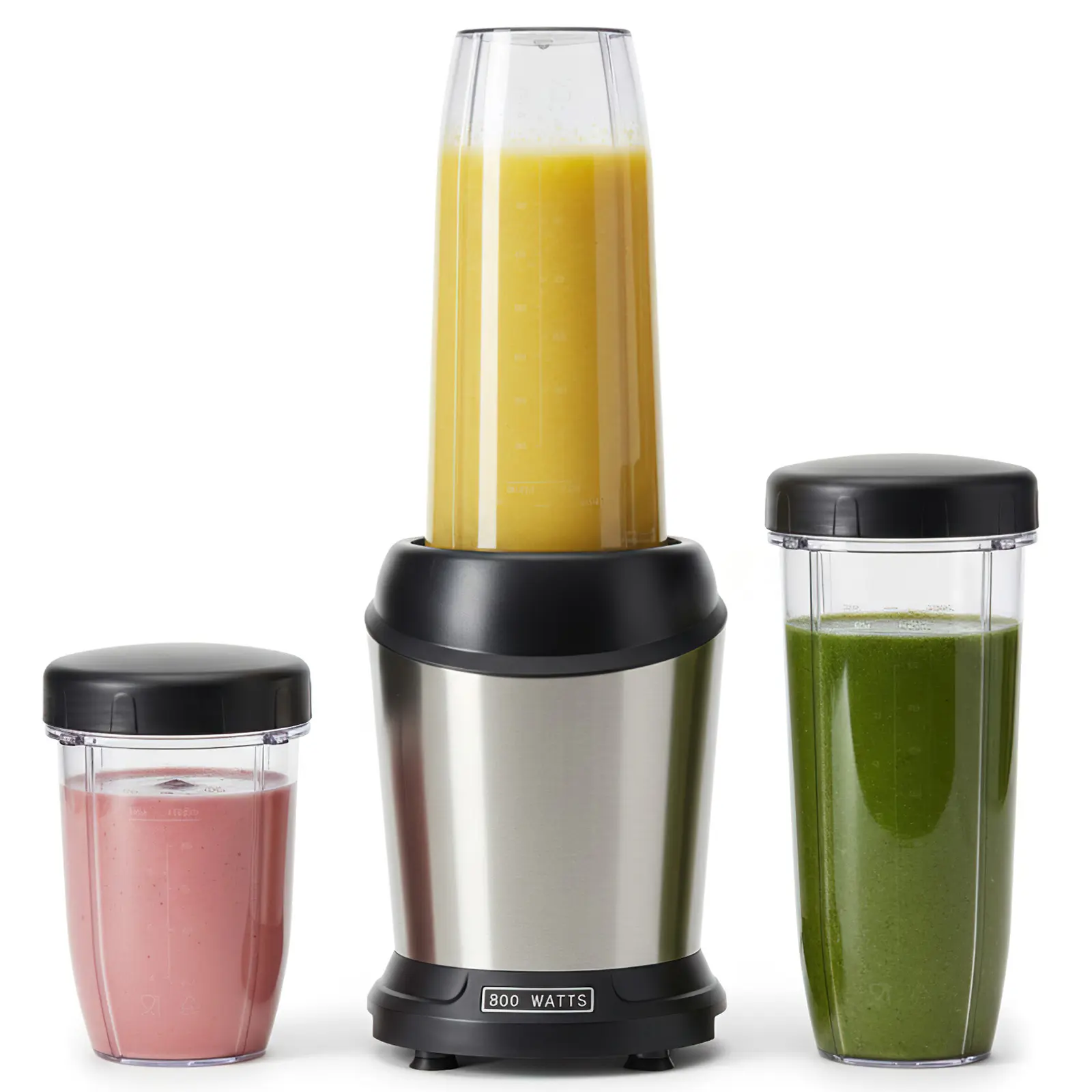 Smoothie Blender, Personal Blender Set for Kitchen, Smoothies Maker With BPA-Free Portable Cups For Shakes, Sauces, Juice, Ice Crushing, Light Silver