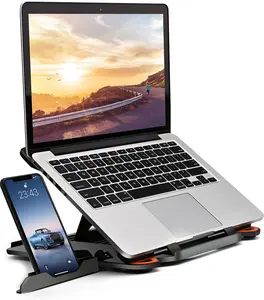 [New Deal] Ergonomic Adjustable Laptop Stand for Desk with Phone Holder & 360° Foldable Portable Stand for 10-17 Gaming Laptops, Tablets.