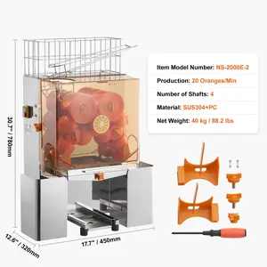 Succebuy Commercial Orange Juicer Machine Automatic Juice Extractor Stainless Steel Orange Squeezer with Pull-Out Filter Box﻿ VEVOR