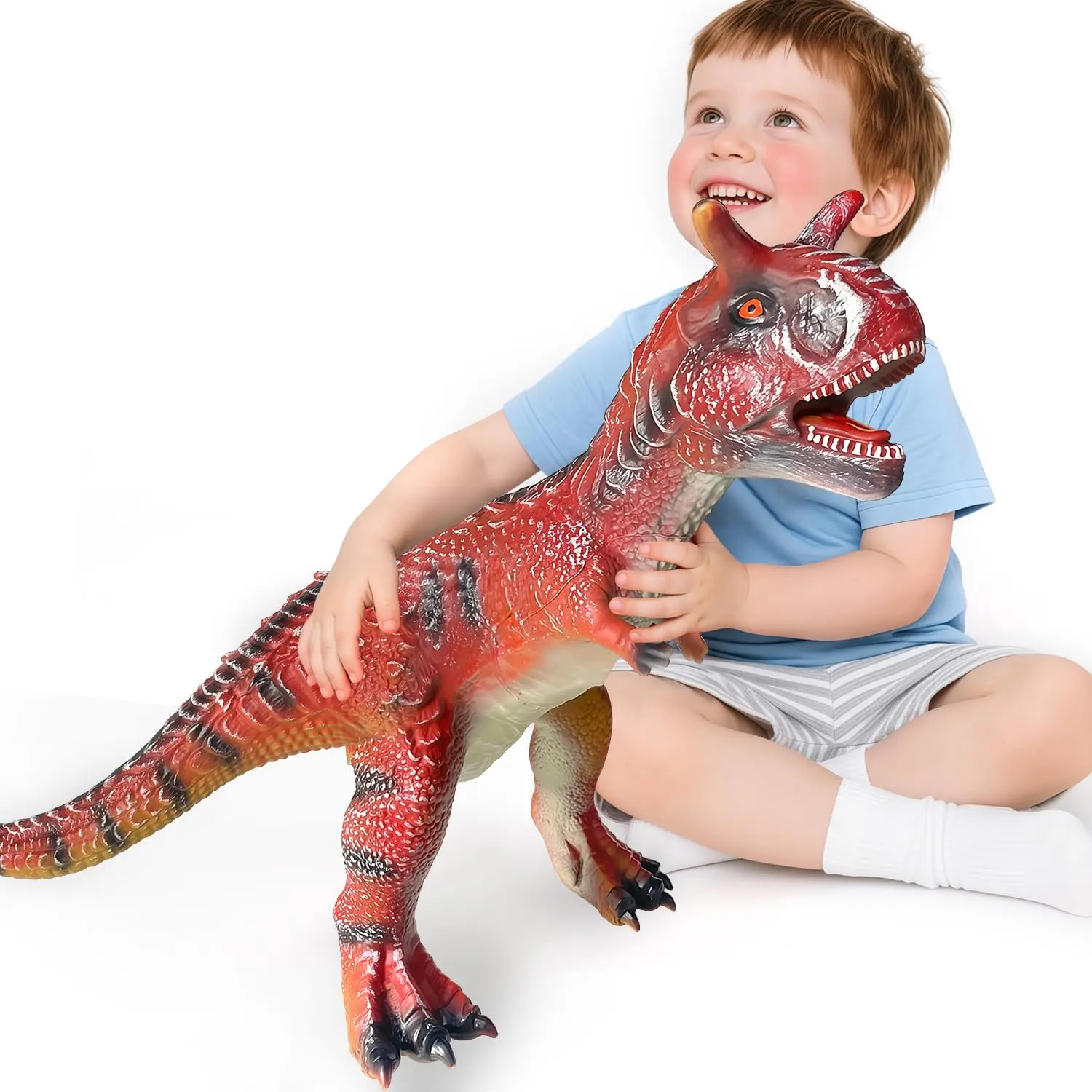 28-in Large Size Thick Rubber Carnotaurus Dino Toy for Kids 3-5, 6-8 Years & Dino Lovers, Animals-Themed Inflatable Party Favors, Birthday Gifts for Boys Girls