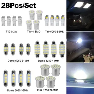 28PCS Automotive LED Light Kit, T10 (194) W5W Wedge Bulbs + 1157 LED Bulb Set, Super Bright Car Interior Lights for Dome Map Reading Door Courtesy License Plate Trunk Lights, 12V Universal Plug and Play Canbus Error Free Car Light Replacement Accessories