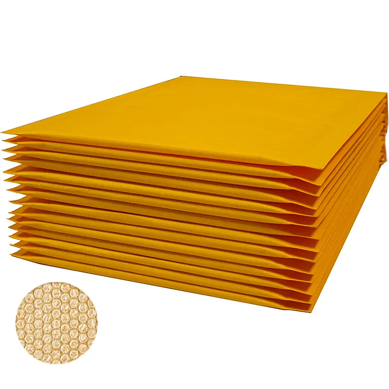 #5 Kraft Bubble Mailers, 10.5x15 Inch, 10/25/50 Pack Waterproof Cushioned Packaging for Small Businesses, Yellow Padded Postal Bags, Office Stationery Supplies