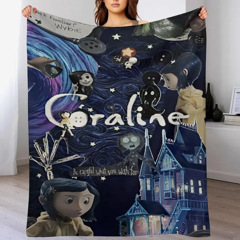 Coraline Super Soft Flannel Cozy Throw - Soft Comfy Bedding for Kids and Adults, Decorative for Bedroom and Living Room Use, Cozy Throw Blanket, Soft Comfy Blanket