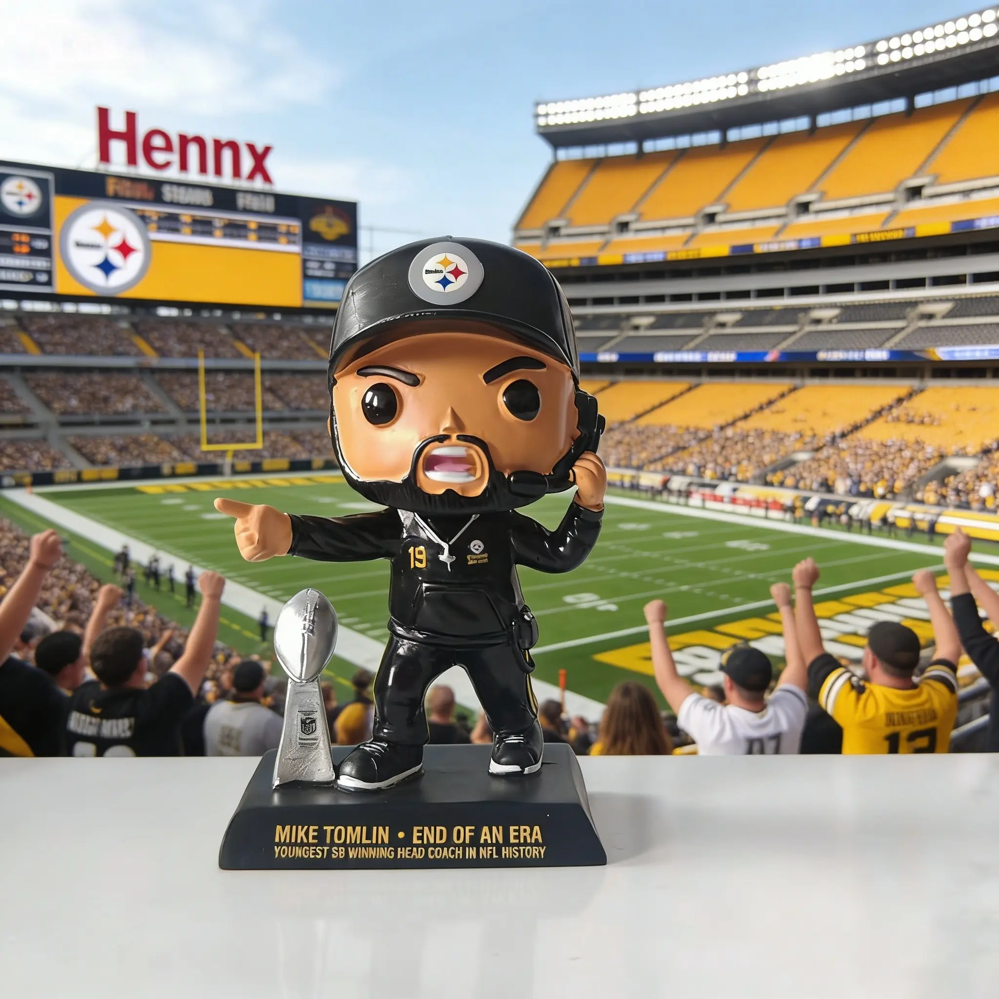 Nfl Coach Mike Tomlin Era Terminator Youngest Super Bowl Champion Pop Figure Doll, Collectible Sports Memorabilia, Perfect Gift for Fans