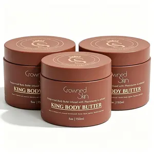3pcsCrowned Skin King Organic Shea & Mango Butter Moisturizing Body Butter, Warm Sandalwood & Musk Scent, Ideal for All Skin Types