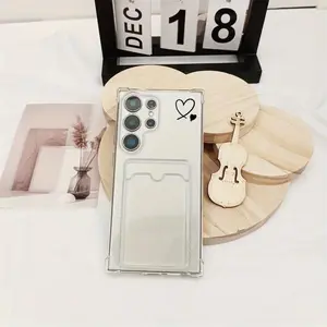 Clear Phone Case with Heart Pattern Card Slot, Phone Protective Cover, Phone Accessory Compatible with Samsung Galaxy A14 A15 A24 A25 A34 A35 A52 A53 A54 A55 S22 S23 S24 Plus Ultra FE Series, Casing