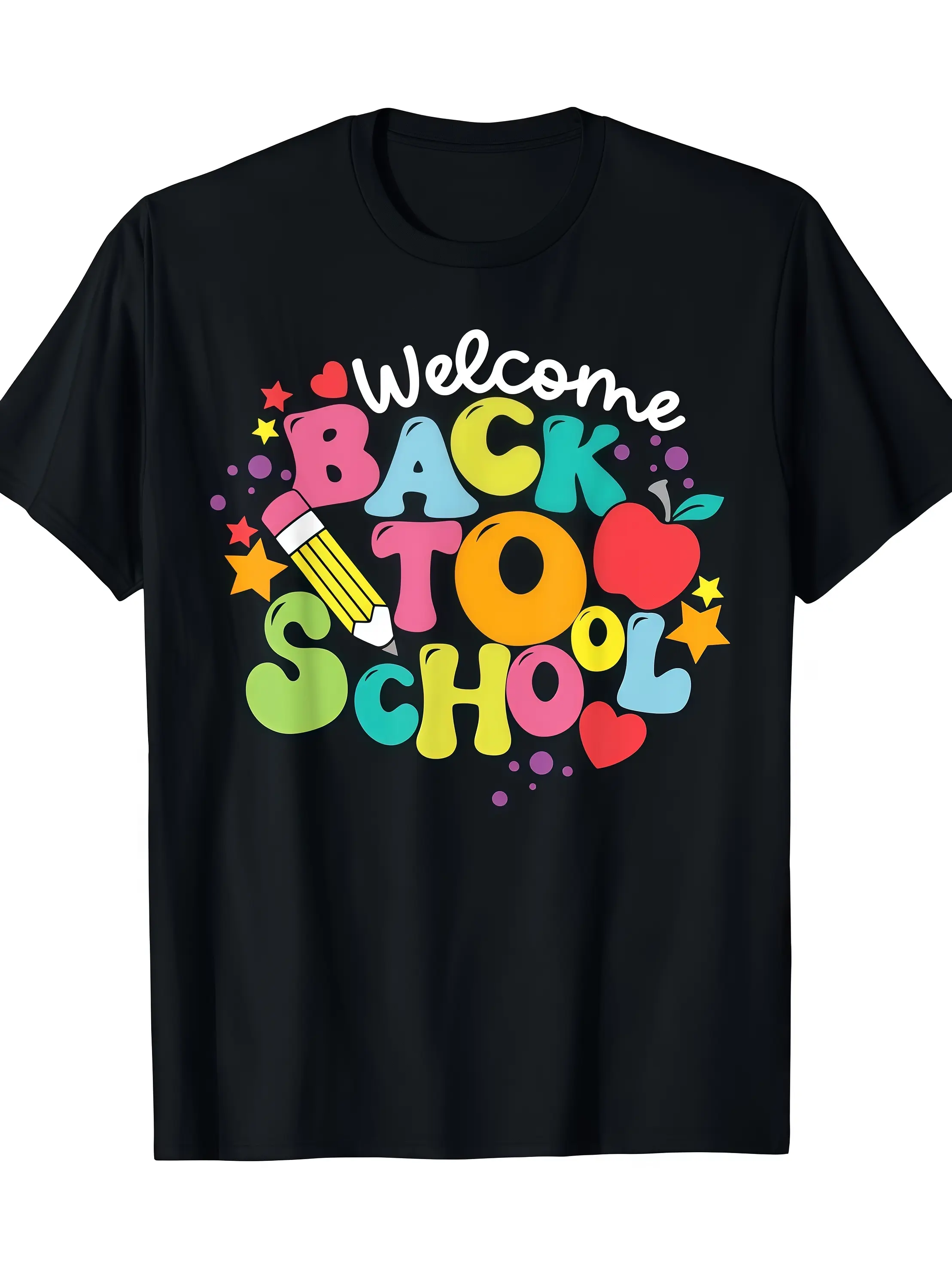 Unisex Welcome Back to School Graphic T-Shirt, First Day of School Casual Crewneck Short Sleeve Top For Teachers And Students