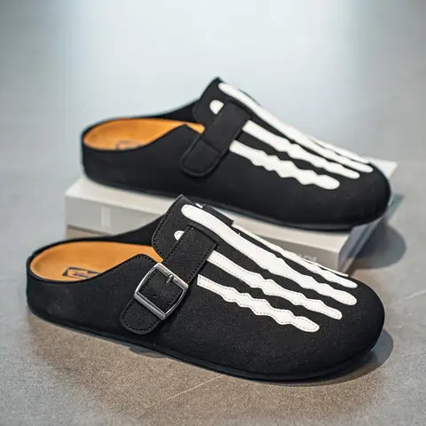 Women's Soft Round Toe Suede-Like PU Upper Slip-On Loafer Mules - Elegant Bold Stripe, No Heel Ankle Synthetic PVC Footwear, Fashion Casual Walking Shoes for Everyday Use, Time-Saving Black Soft-Touch Shoes