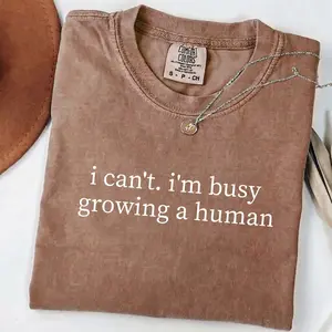 Comfort Colors I Can’t I’m Busy Growing A Human T-Shirt – Funny Mom Life Quote Design, Baby Coming Gift Idea, Soft Breathable Style, Streetwear Style Unisex Fits Cotton Comfort Casual Shirt With Cute Relatable Pregnancy Aesthetic