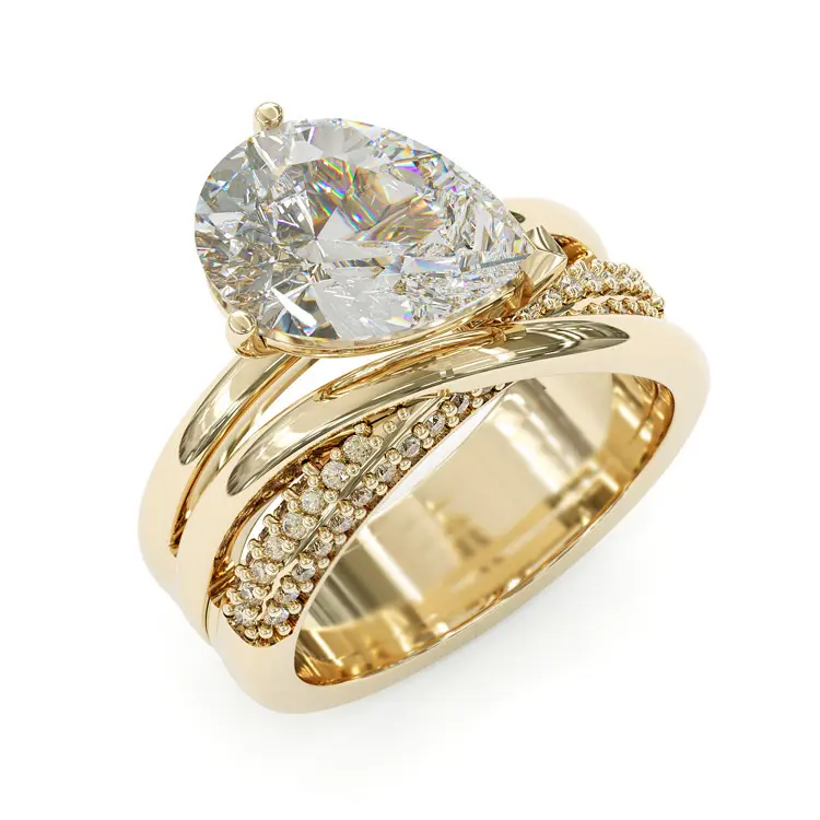 Jzora Handmade 4ct Pear-Cut Classic Sterling Silver Engagement Ring - Women's Promise Ring