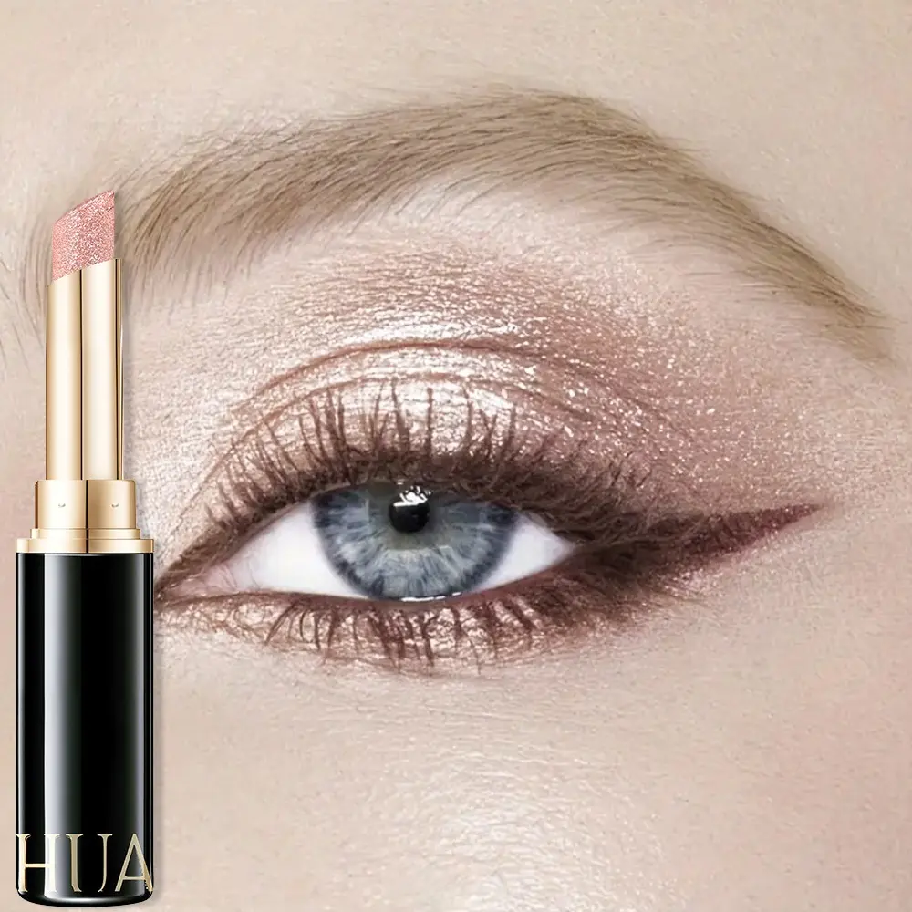 Huasurv Multifunctional Jelly Highlighter Eyeshadow Stick, Glitter Shimmer Eyeshadow Stick, Nude Pearl Eyeshadow Stick, Premium Shimmer Eyeshadow, Long Lasting Highly Pigmented Balm for Glamorous Looks