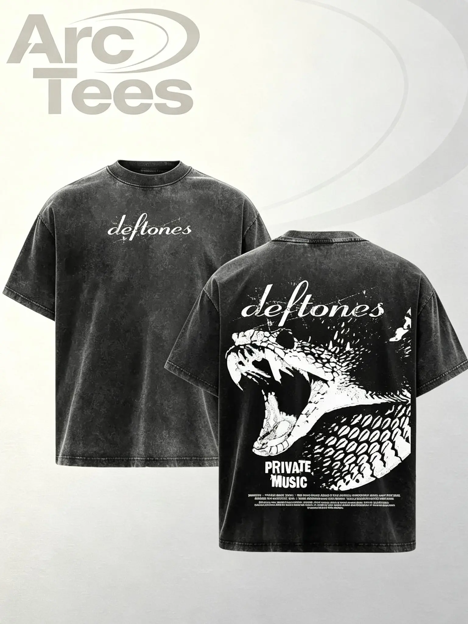 [ArcT] Deftones Private Music Vintage Washed Tee – Heavy Cotton Double Sided Band Graphic T-Shirt, Rock Metal Streetwear Unisex Oversized Shirt Casual Crewneck