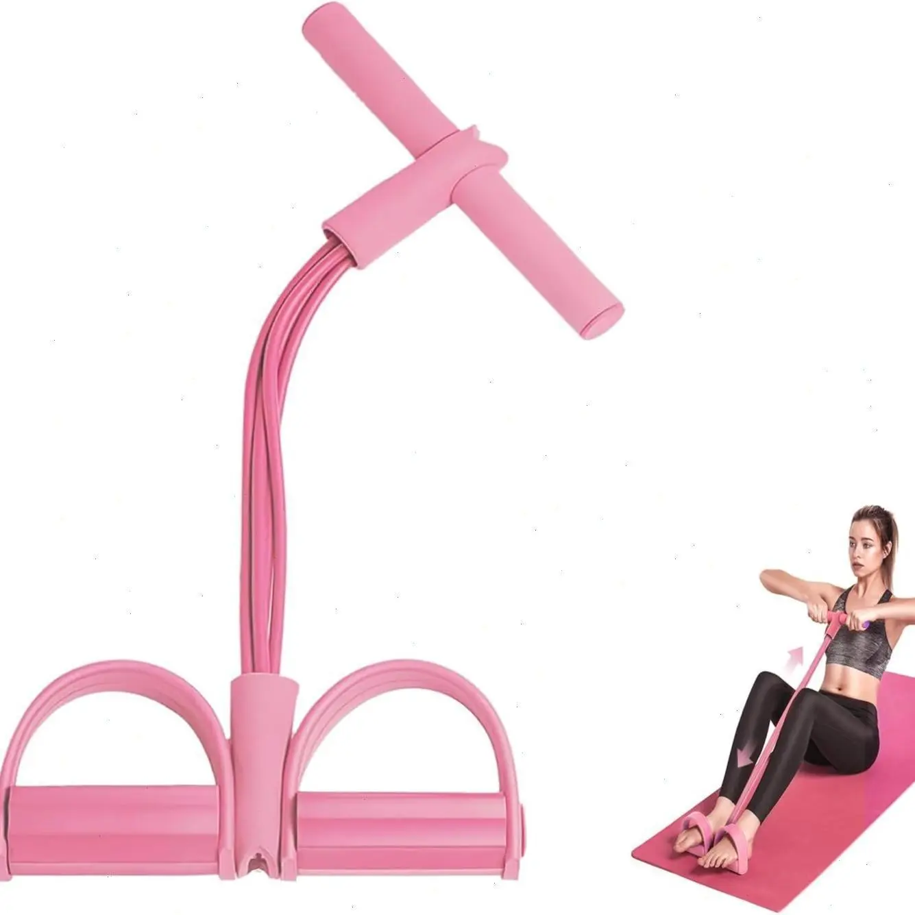 6-Tube Multifunction Pedal Resistance Bands Manual Tension Pedal Elastic Band for Sit-ups Arm Weight Training Aids Multi-Functional Yoga Workout Accessories Secure Fit Adjustable Straps