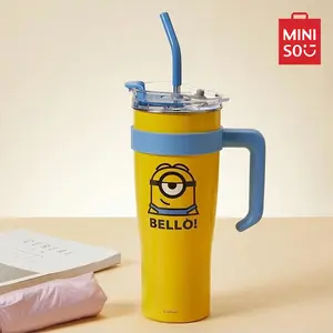 [Holiday Special] MINISO Minions Collection Steel Tumbler with Straw (1600mL) - Yellow,cozyvibes
