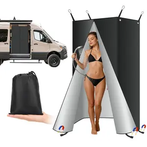 Premium RV Shower Privacy Curtain 30" W x 72" L - Waterproof Oxford Fabric with Enhanced Magnetic Bottom, Ceiling Anchors & Storage System for Camping, Van Life, Outdoor Bathroom