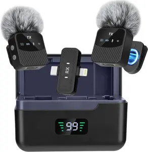 Wireless Lavalier Microphone for iPhone & Android, Mini Magnetic Mic with Noise Cancellation, 25H Battery, Perfect for TikTok, Vlogging, Live Streaming