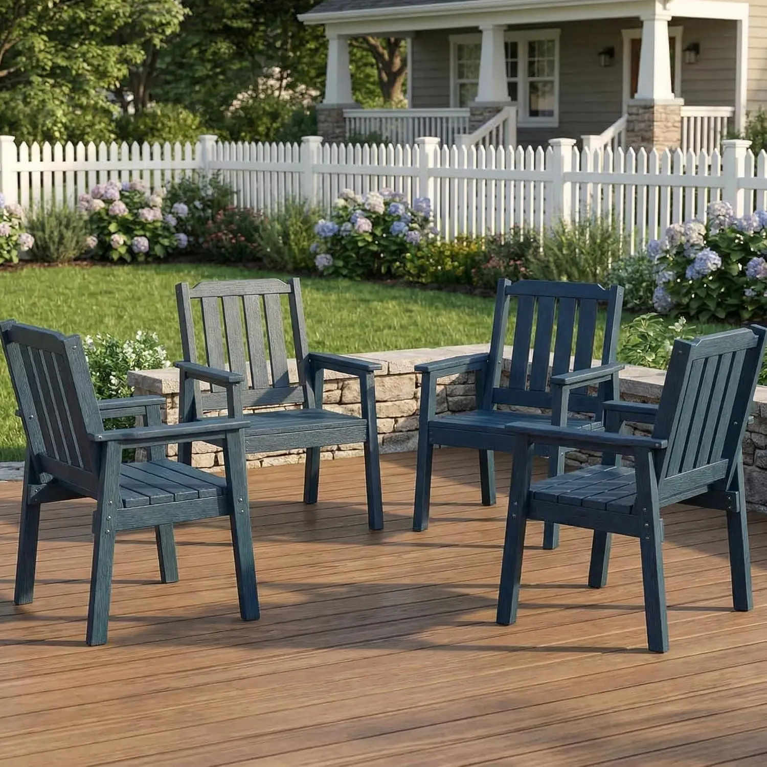 GARVEE Set of 4 Outdoor Dining Chairs - Outdoor Furniture with 650LBS Capacity, Wide HDPE Seat, Rustproof Aluminum Frame, Heavy-Duty All-Weather Design for Deck, Porch