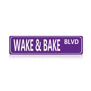Wake & Bake Blvd Metal Tin Sign – Funny Vintage Marijuana Street Sign, 16x4 Inch Slim Wall Art for Home, Office, Bar, Garage & Cafe – Humorous Gift for Father’s Day, Mother’s Day, Graduation, 4th of July, New Year – Perfect for Indoor/Outdoor Use!"