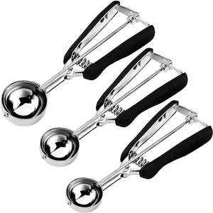 Cookie Scoop Set, Include 1 Tbsp/2 Tbsp/3 Tbsp, Cookie Scoops for Baking Set of 3, Cookie Doug Scoop, 18/8 Stainless Steel, Good Grip, Non-Slip, for Cookie Cupcake Muffin Ice Cream waffle