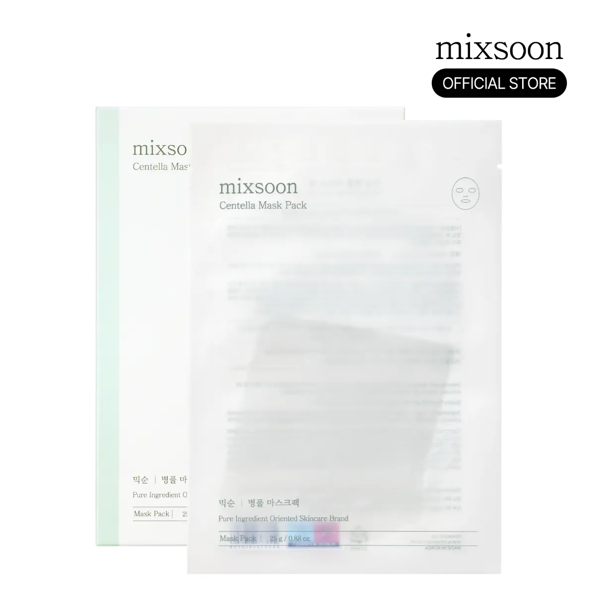 [mixsoon Official Shop] Centella Sheet Face Mask Pack (5EA) - Korean Daily Intensive Moisturizing Care Mask with Centella Asiatica Extract for Skin Moisture and Soothing Treatment Mask