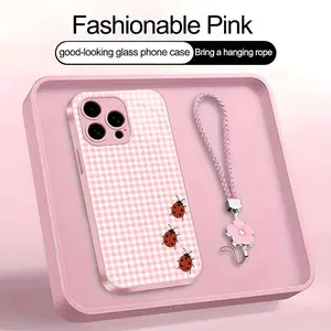 Cute Ladybug Phone Case – Polka Dot & Gingham Aesthetic Bug Art Cover for iPhone 15/14/13/12/11 Pro Max, XS, XR & Samsung Galaxy S21–S25 Ultra | Kawaii Red Ladybird Pattern Case, Soft Girly Cottagecore Gift for Her—975