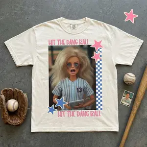 Hit The Dang Ball Funny Baseball Mom Shirt, Game Day Softball Tee, Distressed Doll Face Meme