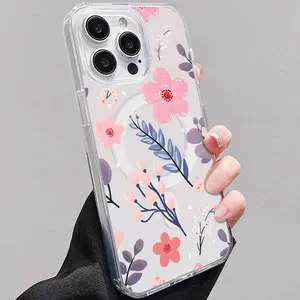 Premium magnetic clear phone case for iPhone 12/13/14/15/16/17 Pro Max. Scratch and shock resistant, with colorful graffiti on the back and a stylish design, it's the ideal protective case for your everyday phone use