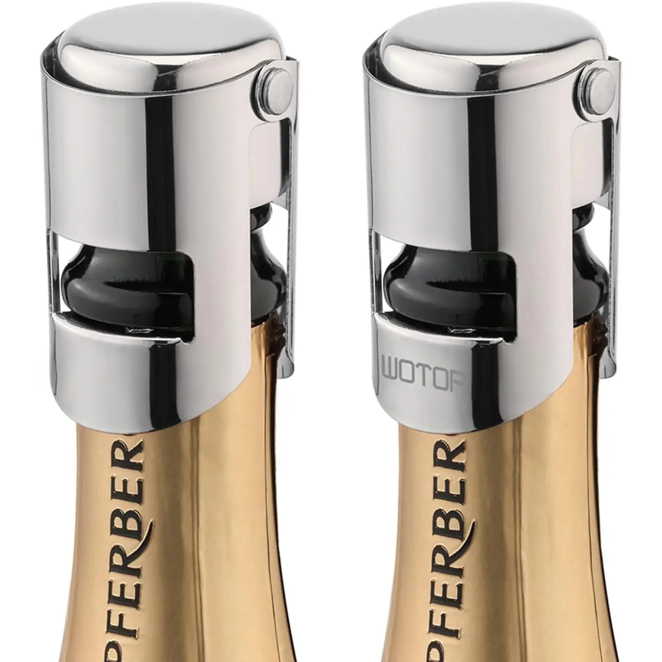 Champagne Stoppers with Stainless Steel Champagne Bottle Stopper with  Grade  Reusable Champagne Cork, Saver Suitable for Champagne, Cava, Prosecco, Sparkling  (, 2pack)