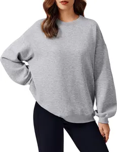 Pinspark Women's Oversized Sweatshirt 2025 Spring Outfit Long Sleeve Y2K Pullover Top Crewneck with Side Pockets Lightweight Breathable Casual Chic