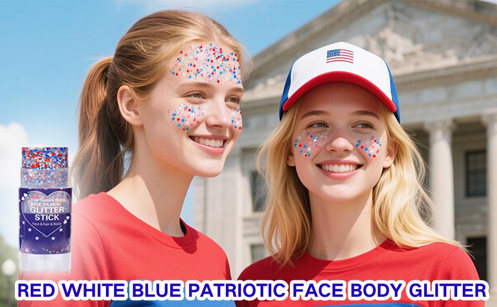 Red White and Blue Star Face Glitter Stick,Waterproof Body&Hair Glitter,Patriotic USA Flag Sparkle Stick for World Soccer Game Independence Day 250 Anniversary Makeup,Outfit Accessories for Kids, for Independence Day Party, Festival & Fun Holiday Look Red White and Blue Star Face Glitter Stick,Waterproof Body&Hair Glitter,Patriotic USA Flag Sparkle Stick for World Soccer Game Independence Day 250 Anniversary Makeup,Outfit Accessories for Kids, for Independence Day Party, Festival & Fun Holiday Look