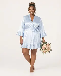 The Ruffle Bridal Party Robe (Dusty Blue)