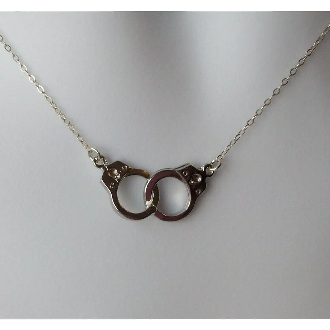 Silver Handcuff Necklace - Handcuff Pendant Necklace - Sterling Silver Necklace - Handcuff Steampunk Necklace - Steampunk