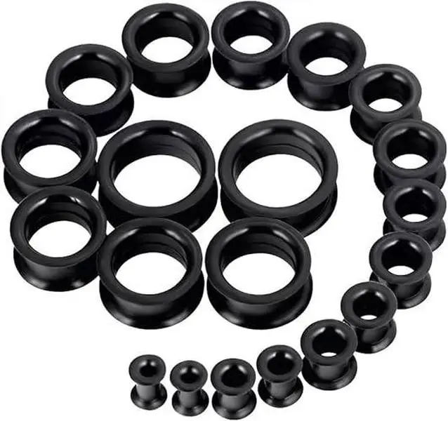 20pcs Tunnels Kit 2g-1" Silicone Ear Skin Gauges Plugs Ear Expander Stretching Set summerwins campingessentials