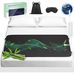 Grounding Mat for Bed with, Improve Sleep, Relieve Stress & Pain, Anti-Slip & Eco-Friendly PU, Includes Grounding Cord & Sleep Mask for Rest