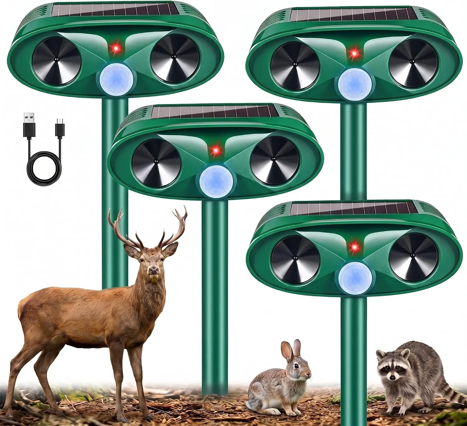 2026 4 Pack Animal Repeller,Waterproof Animal Deterrent Devices Outdoor Repels Cat, Dog, Fox, Derrent, Rat