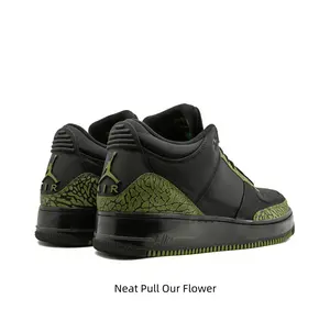 Black & Gray Retro Mid-Top Sneakers – Iconic Crackled Pattern with Neon Green Accents for Streetwear Fans