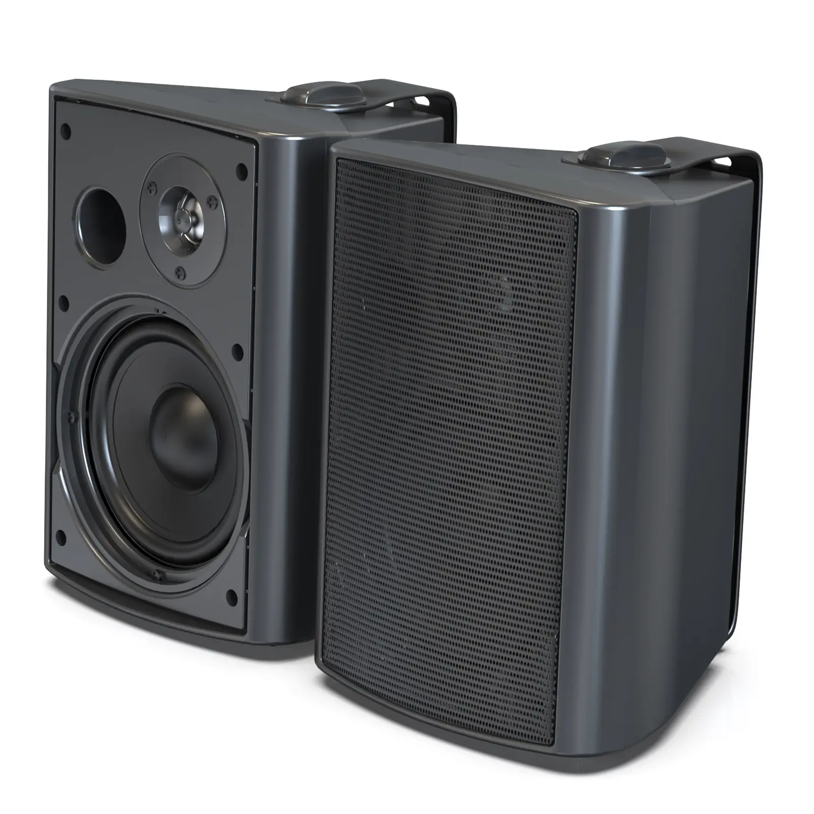 Herdio 6.5" 800W Stainless Steel Plug-in Wired Bluetooth Party Speaker - Waterproof Wall-Mount Bass Speaker, 50Hz Stereo Audio, Smartphone-Compatible for Indoor & Outdoor Use (Black)