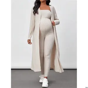 CardiganSetWithStraplessDesign tiktokMaternityRibbedJumpsuit
