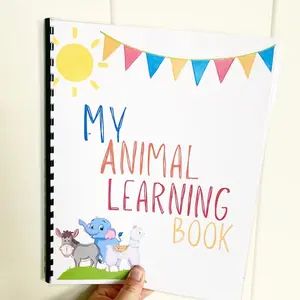 Pre-K Animal Learning Book with Name, Phone, Color, Letter, Number, Money, Shape, and Time Practice