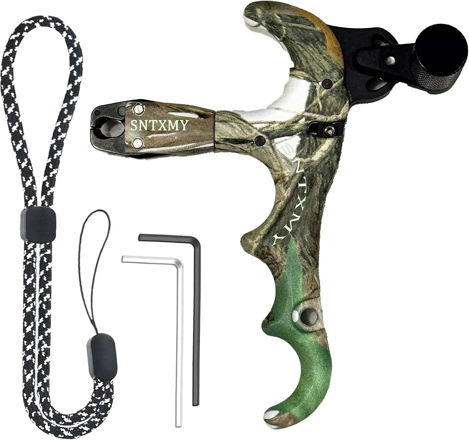 360 Rotatable Thumb Release Trigger for Compound Bow Archery Release Aid 2/3/4-Finger Shooting Equipment with Rope Lanyard & Allen Key