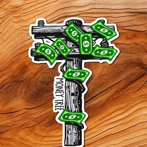 Money Tree - Lineman Collection - LINEMAN decor, Hard Hat Sticker , Blue Collar deco , lucky charm decal