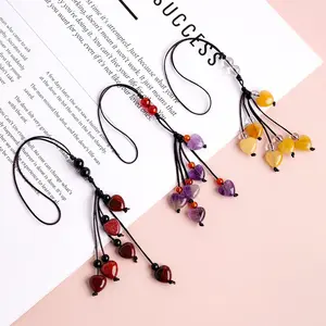 Natural Amethyst Mini Love Pendant, Natural Stone Pendant, Healing Crystal, Yoga Energy Jewelry, Phone Decor, Perfect Gift for Mom, Girls, Valentine's Day, Mother's Day