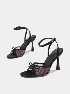 Women's Leopard Print High Heel Mules, Breathable Mesh Upper, PU Leather Sole, Perfect for Weddings & Parties, Comfortable Summer Shoes