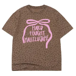 Hard-Fought Cheetah Print T-Shirt – Trendy Leopard Graphic Short Sleeve Streetwear Tee