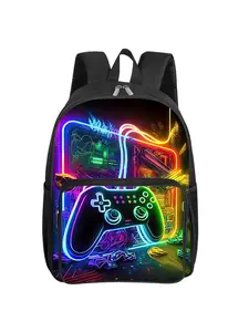Gamepad Cartoon Pattern printed 16-inch square front bag Laptop Compartment Backpack Laptop Backpacks