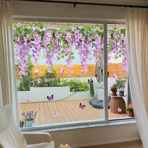 Floral Vine Pattern Window Cling, Double Sided Window Sticker, Summer Window Clings, Decorative Sticker for Home Living Room Bedroom, Ornaments, Adhesive Stickers, Decoration Items